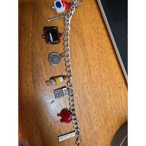 Vintage Teacher Charm Bracelet Lampwork Glass Beads